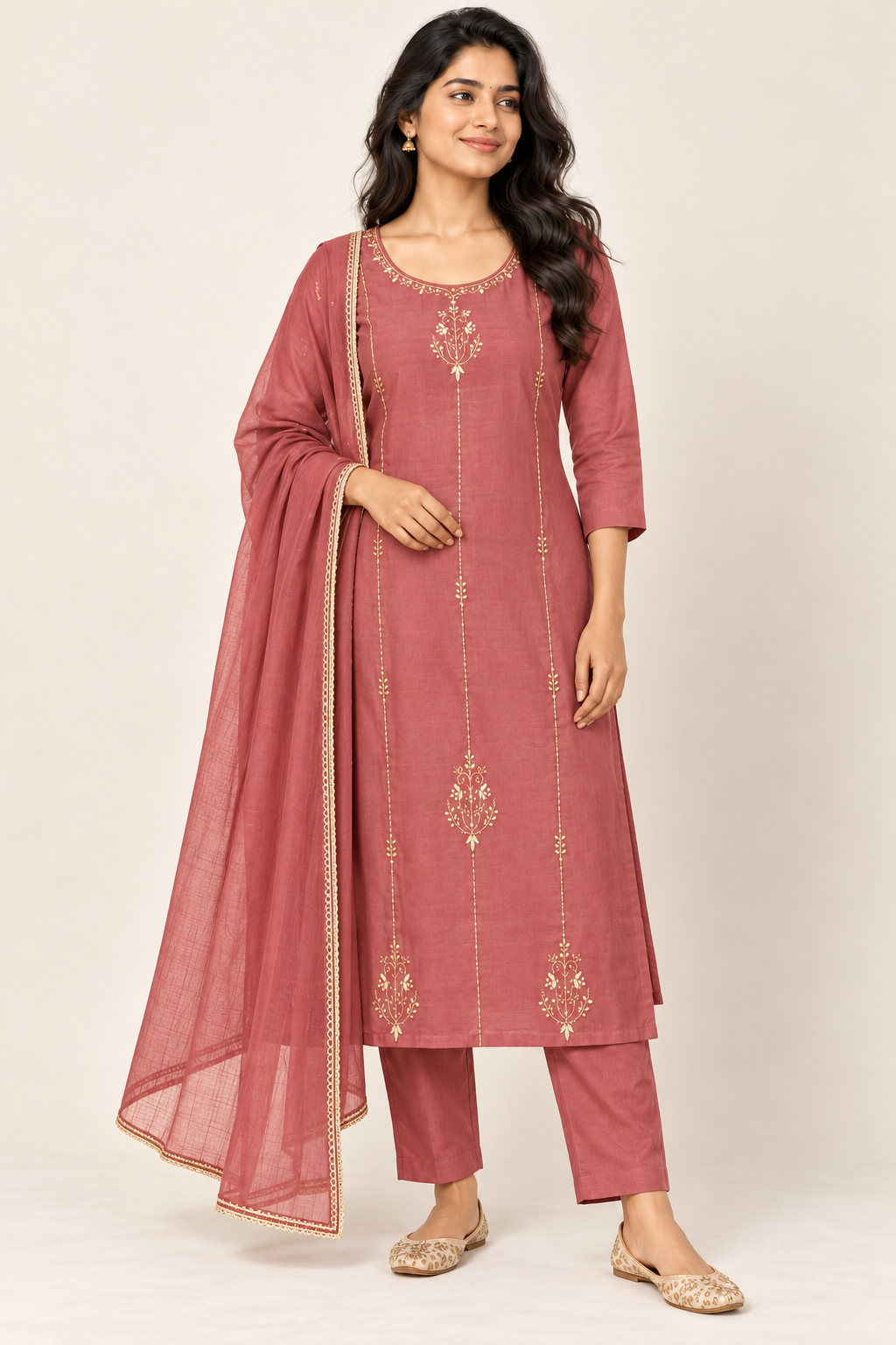MAHI Handwork Suit Set in Mauve