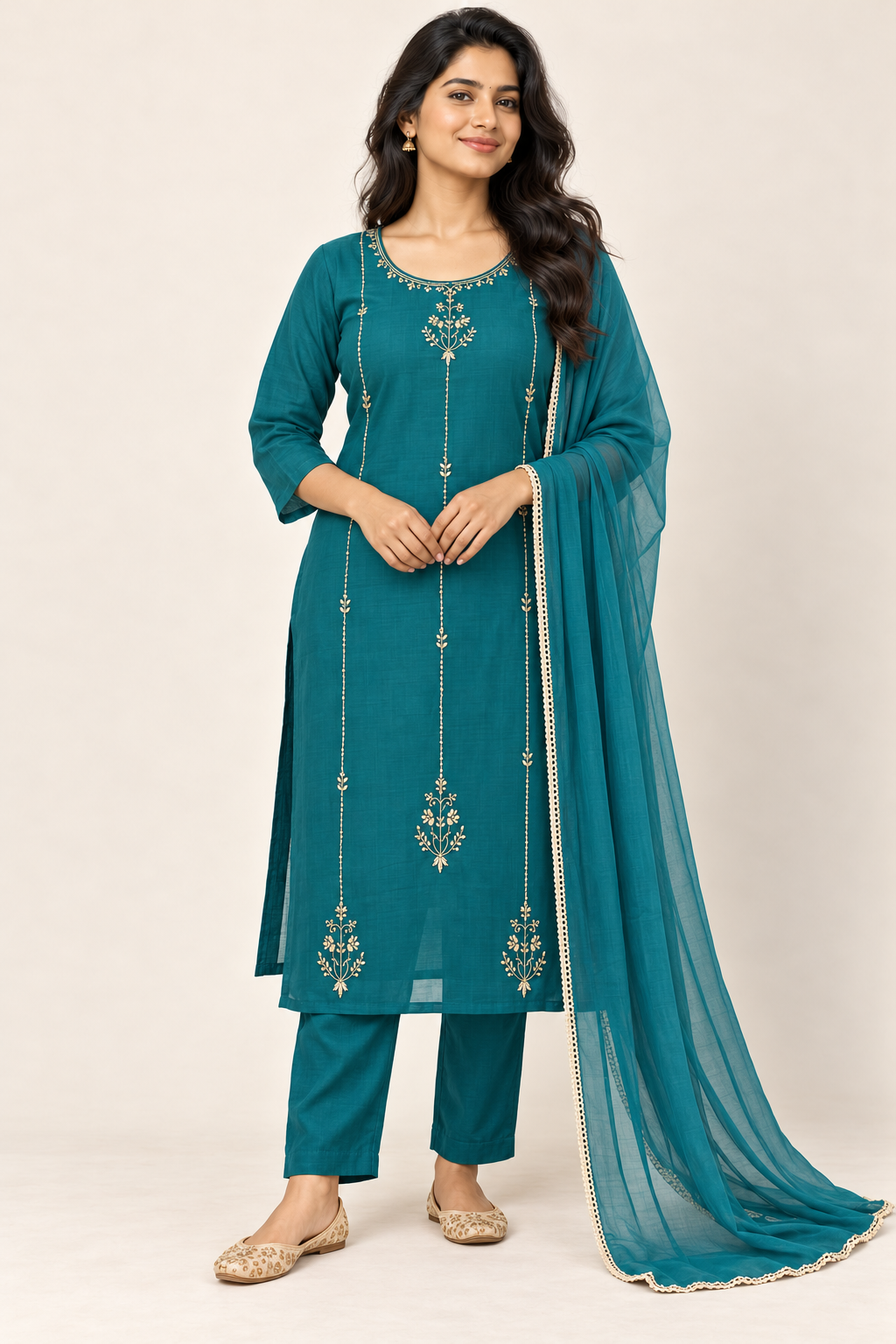 MAHI Handwork Suit Set in Teal