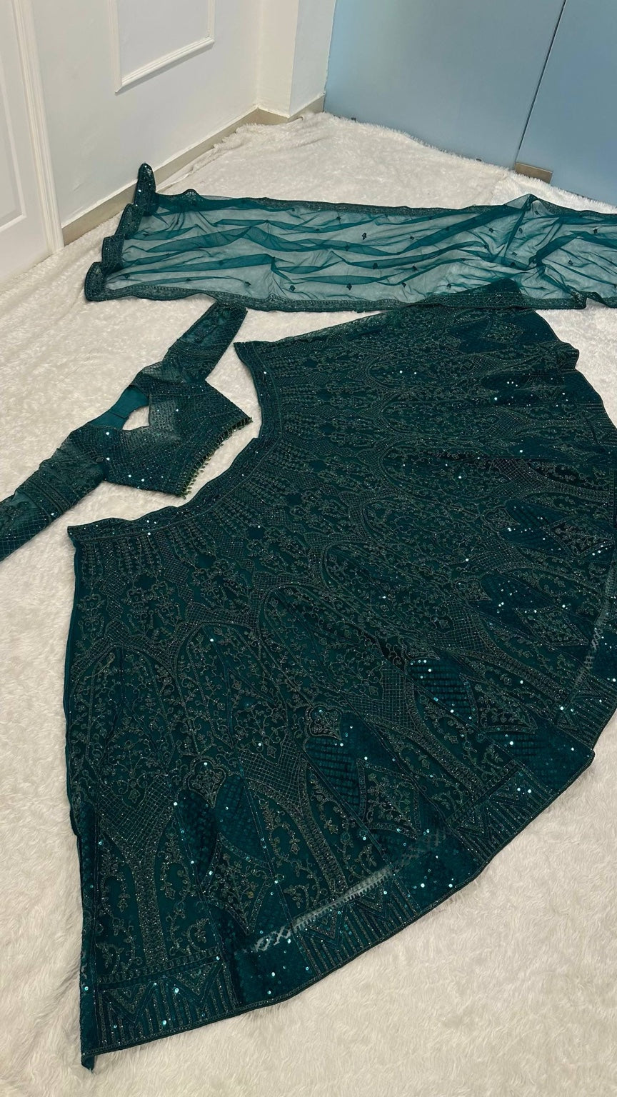 NADIAH green premium net lehenga original product photograph 3631