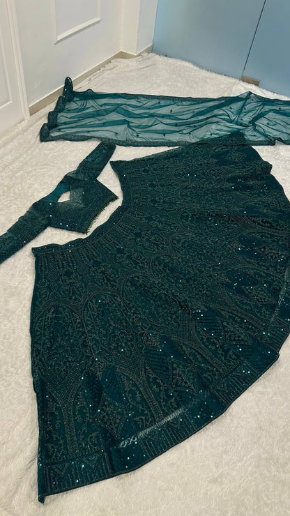 NADIAH green premium net lehenga original product photograph 3631