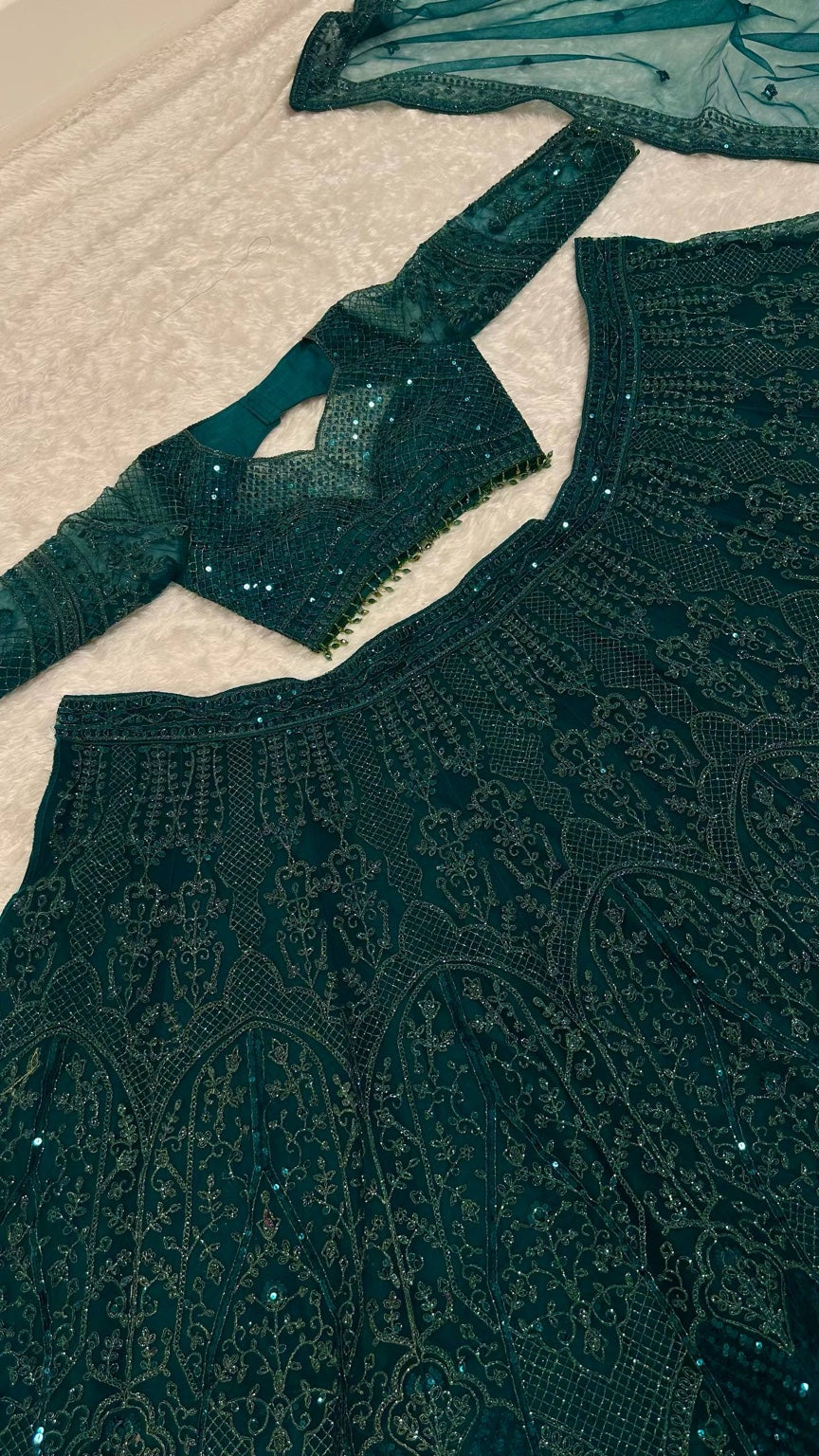 NADIAH green premium net lehenga original product photograph 3633