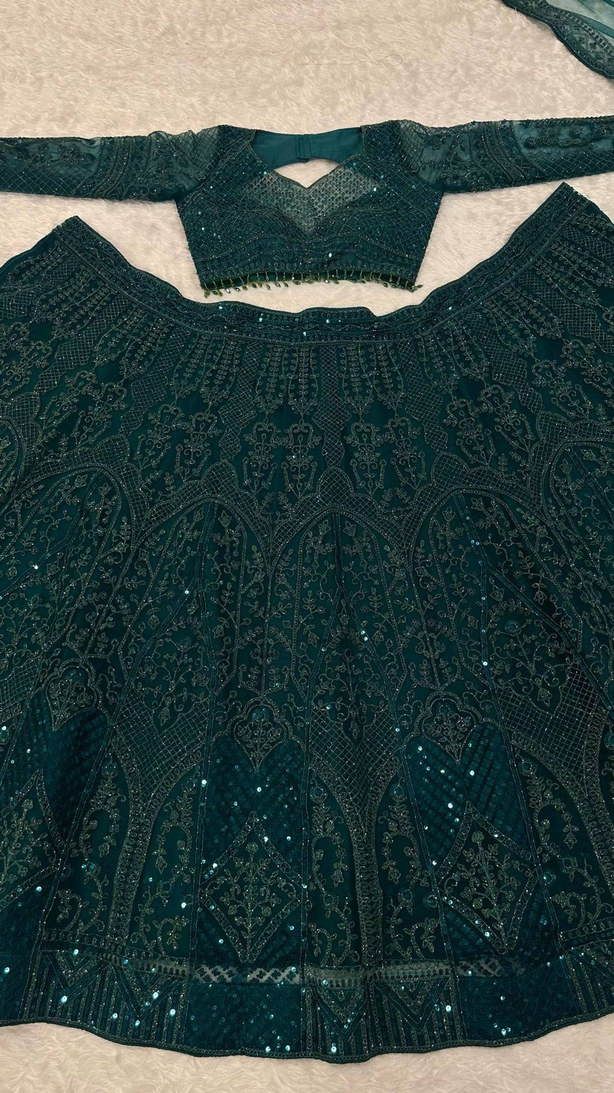 NADIAH green premium net lehenga original product photograph 3634