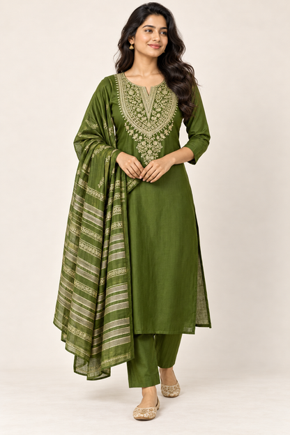 NAHIKA Roman Silk Kurti Suit in Green
