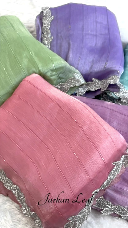 LILI 2 - Shimmer Silk Saree with Jarkan Leaf Border