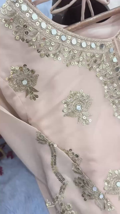 PAULINE — Peach Sharara Suit