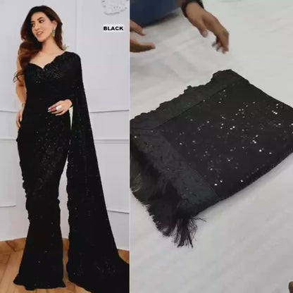 RILEY — Bling Sequin x Tassel Georgette Dinner Saree