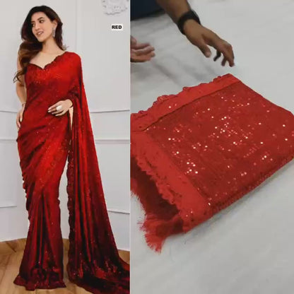 RILEY — Bling Sequin x Tassel Georgette Dinner Saree