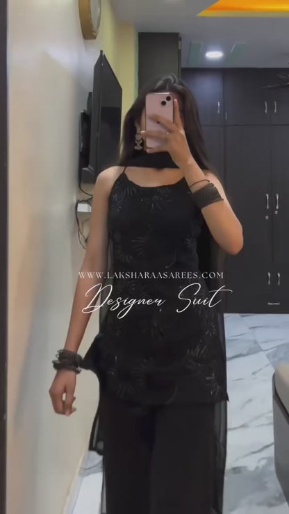 POOJA 2.0 — 90’s Special Black Georgette Sharara Suit