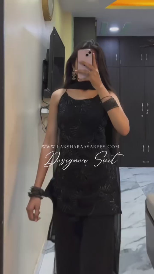 POOJA 2.0 — 90’s Special Black Georgette Sharara Suit