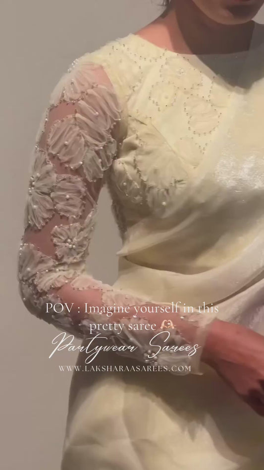 ANGELA — Shimmer Saree with Floral work blouse