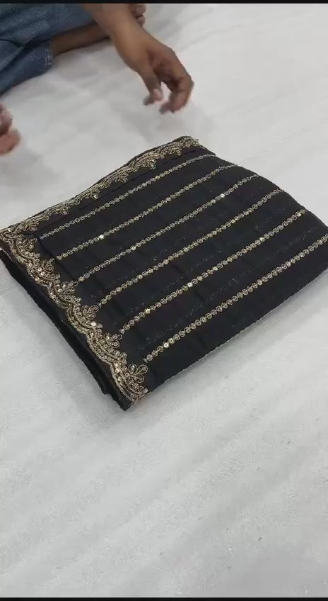 SUDHA - Black Georgette Designer Saree