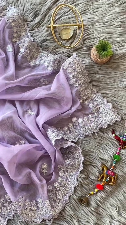 Onion Candy Soft Organza Silk Saree