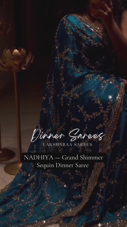 NADHIYA — Grand Shimmer Sequin Dinner Saree