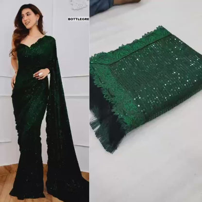 RILEY — Bling Sequin x Tassel Georgette Dinner Saree