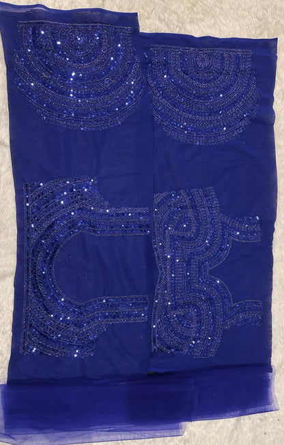 Real product photo: royal blue faux georgette sequin and dori lehenga detail 8081