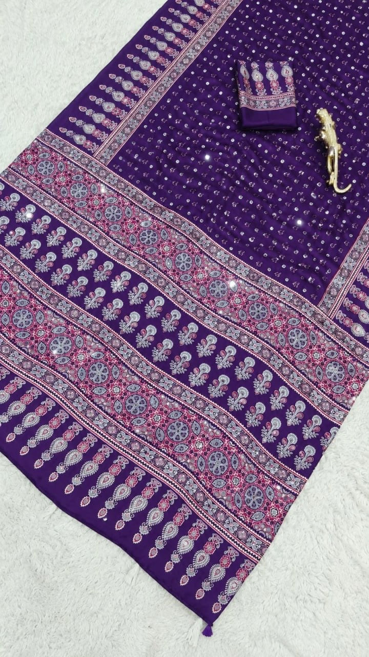 SOMIYA Purple — actual saree fabric and print detail