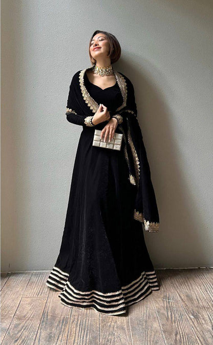 Zarin Gold x Black Velvet Lehenga