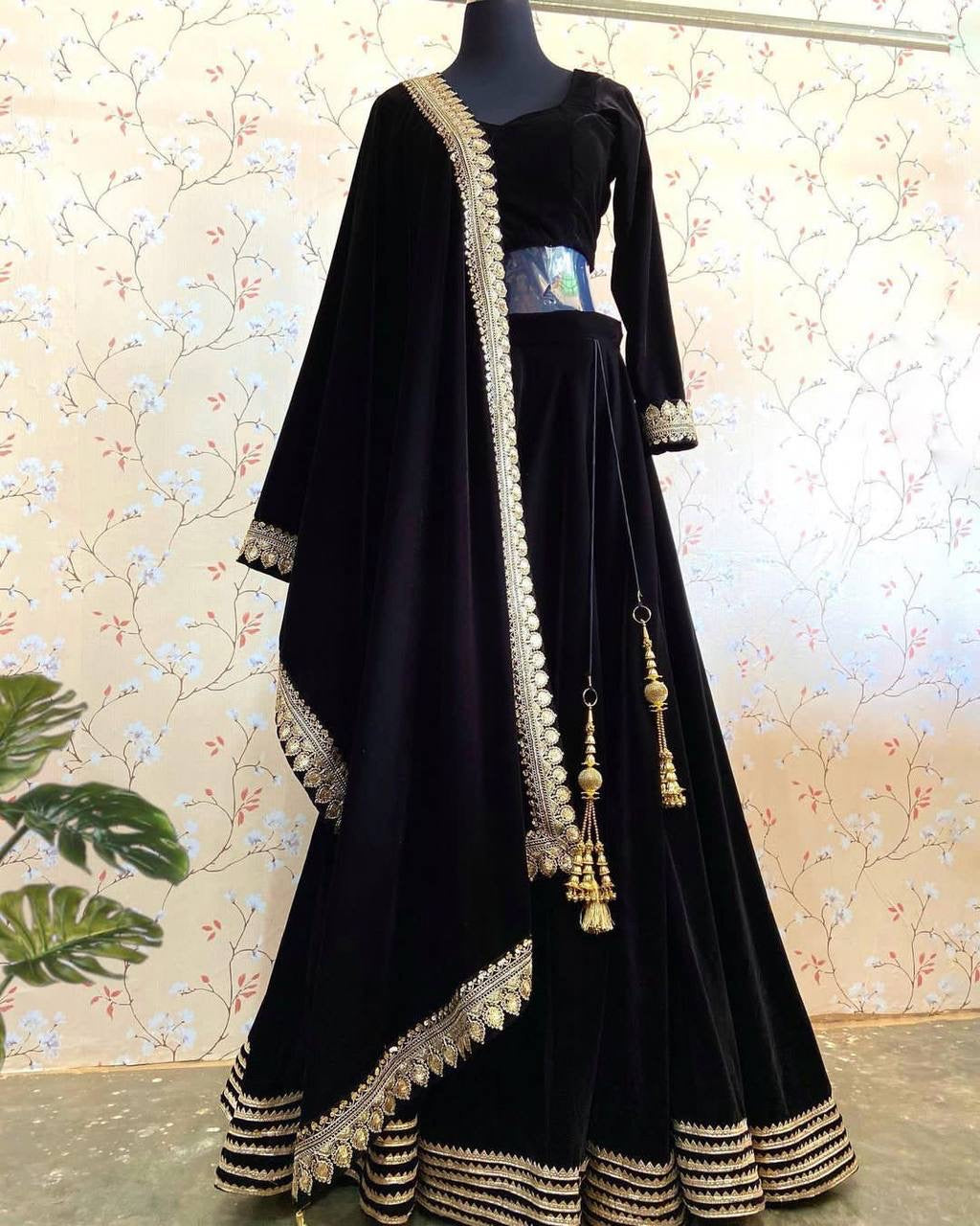 Zarin Gold x Black Velvet Lehenga