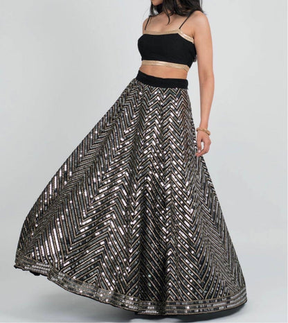 Black x Silver Ayeesha Lehenga