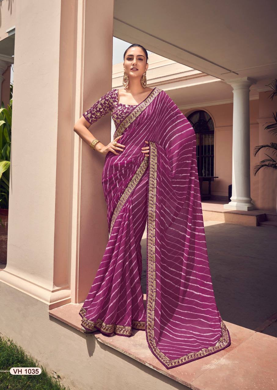 Aleena Georgette Lehariya Saree