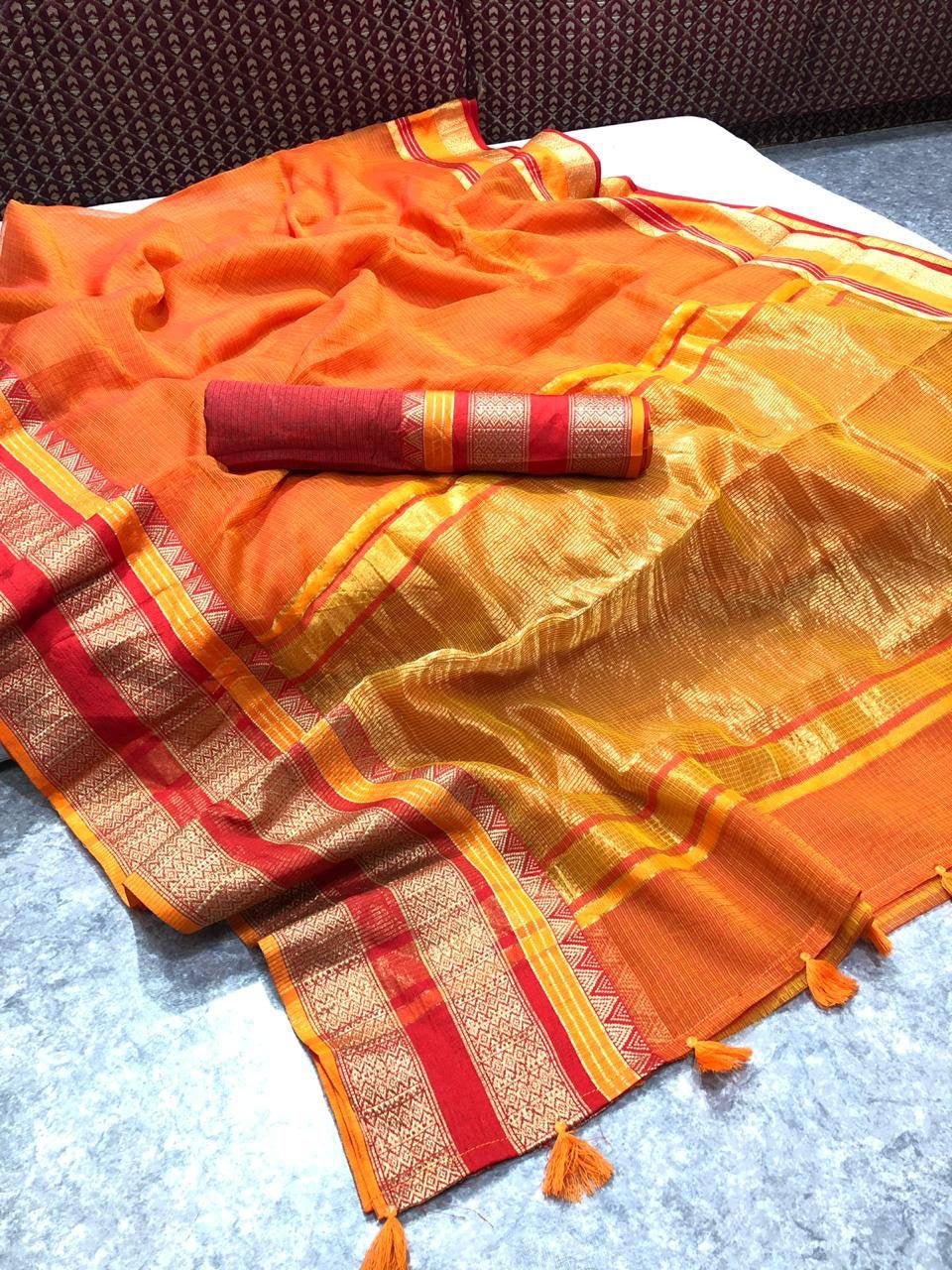 Rich Kora Cotton Saree