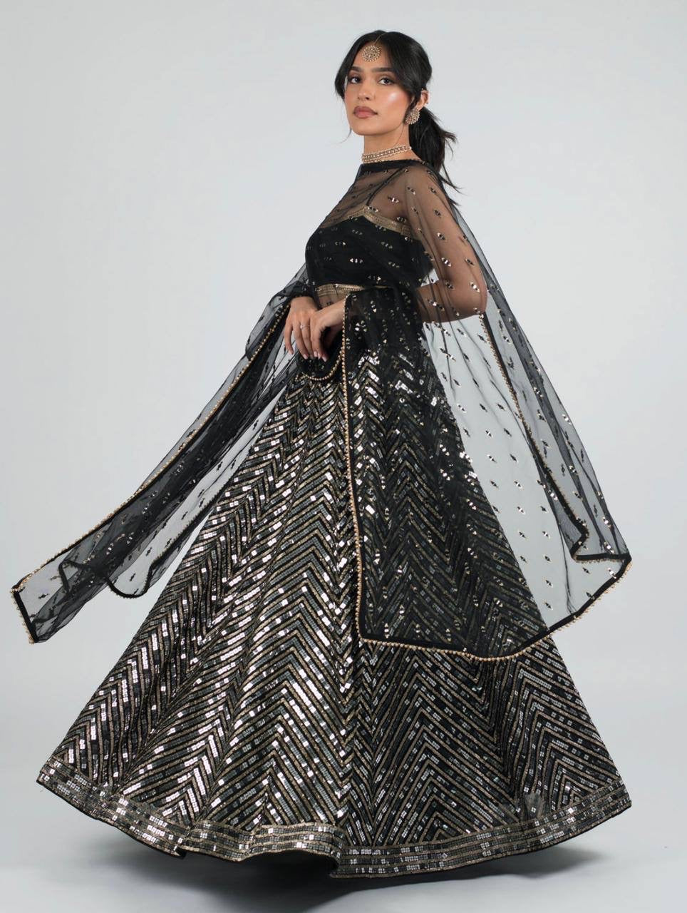 Black x Silver Ayeesha Lehenga