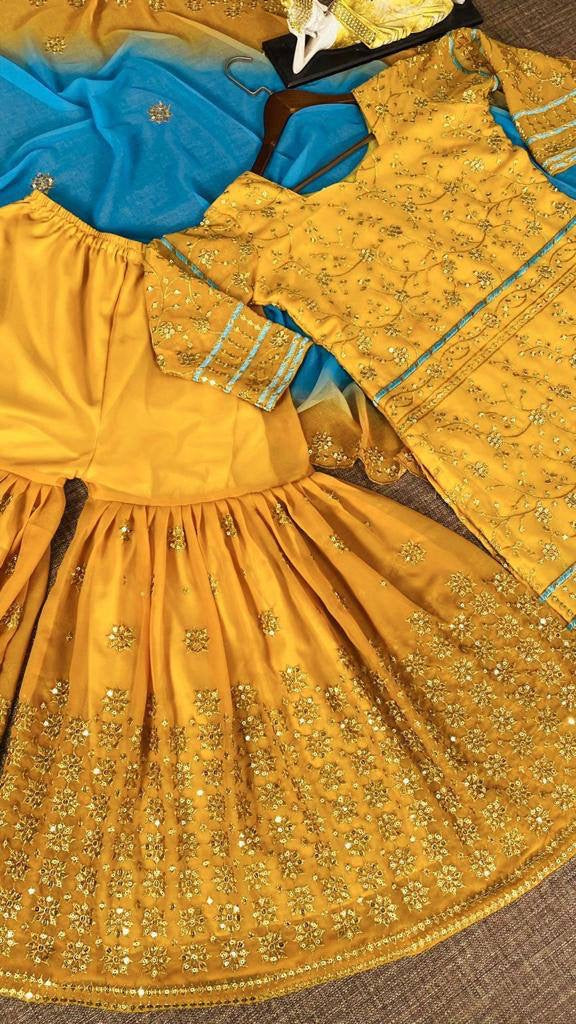 Mustard X Blue Sharara Suit