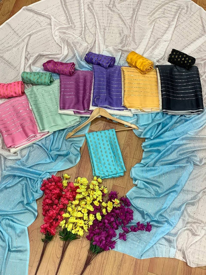 Ombré chiffon saree