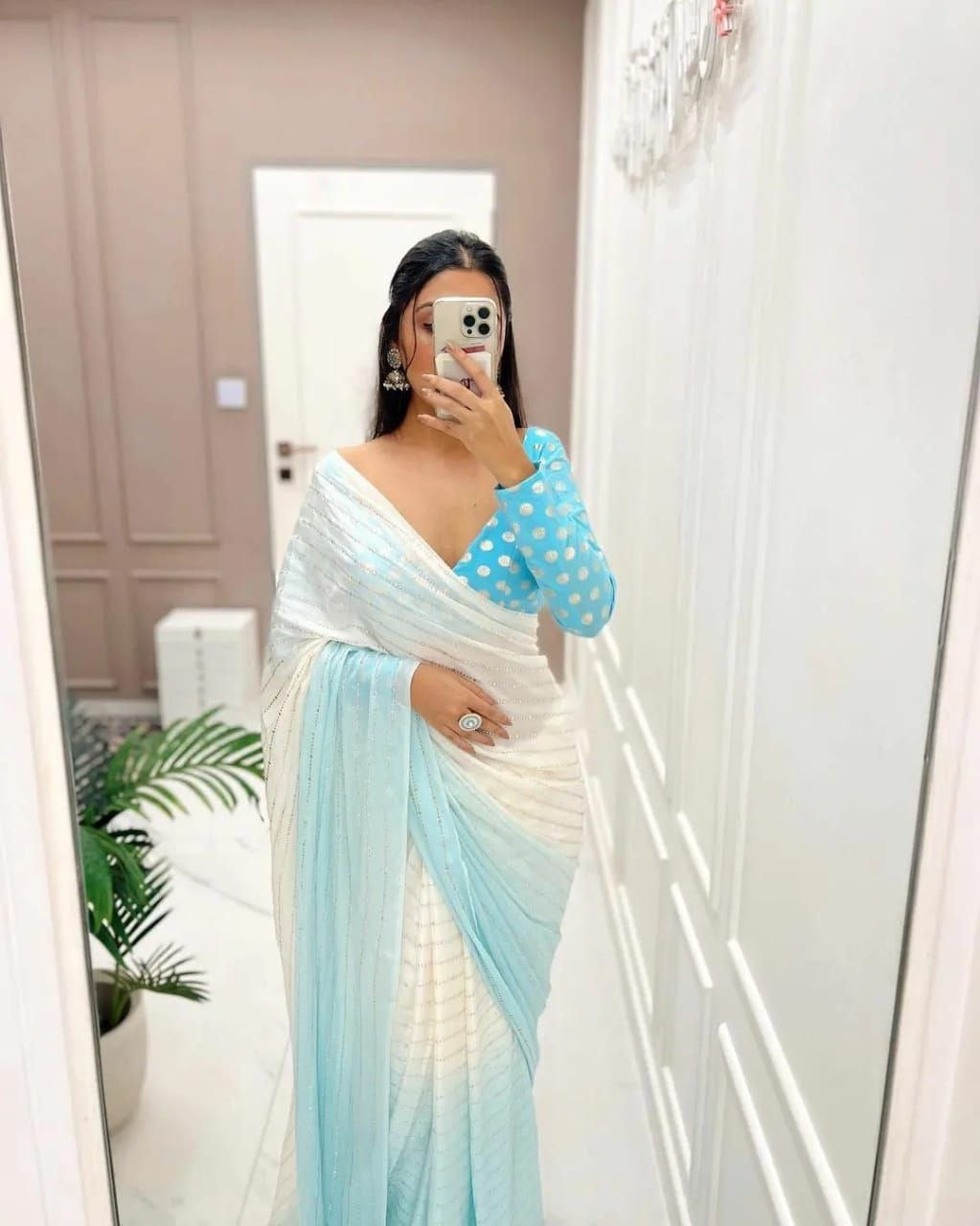 Ombré chiffon saree