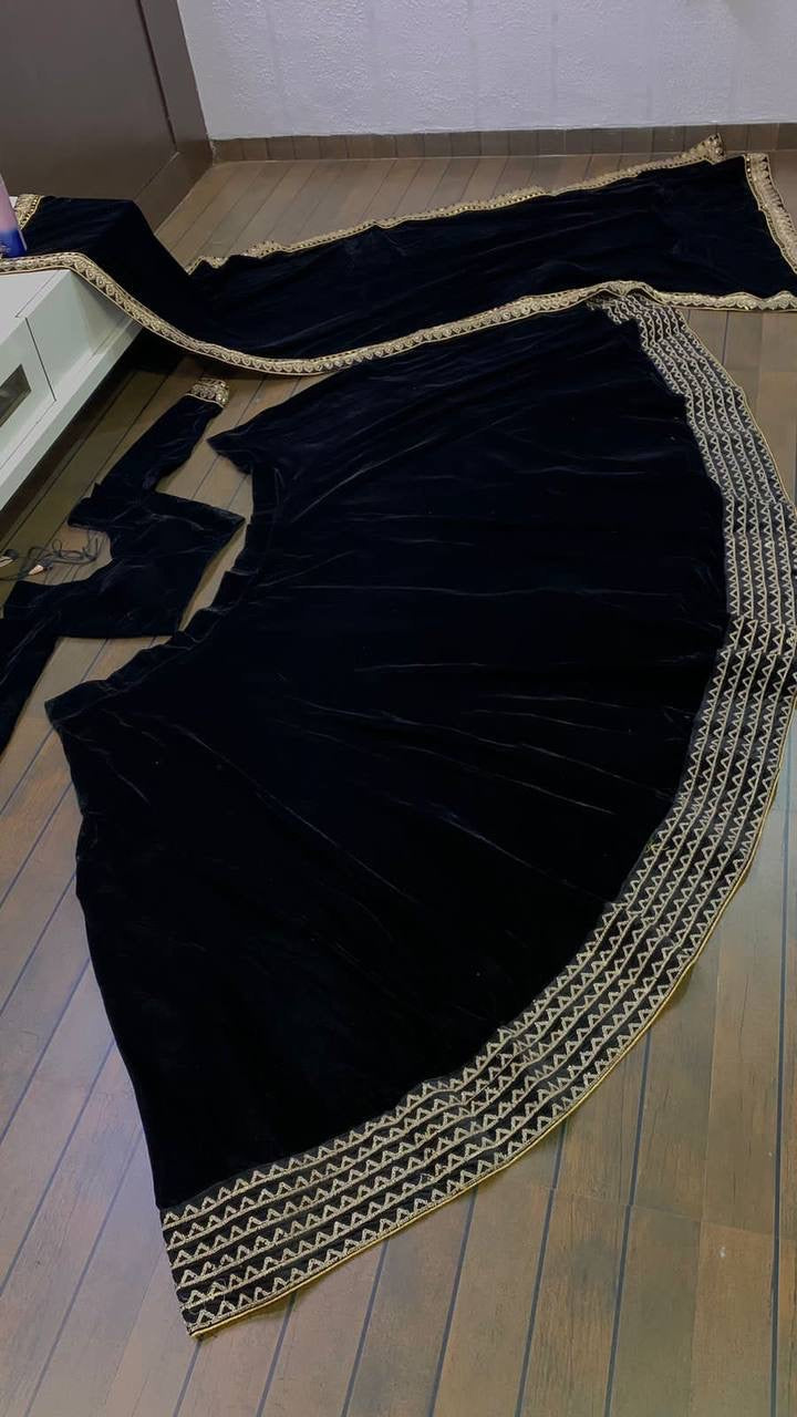 Zarin Gold x Black Velvet Lehenga