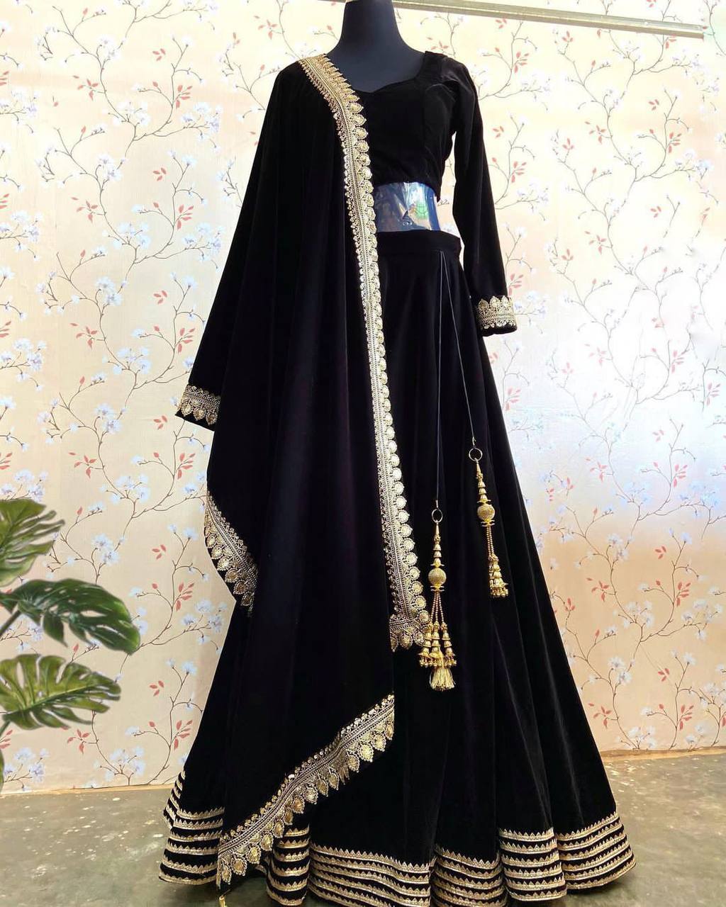 Zarin Gold x Black Velvet Lehenga