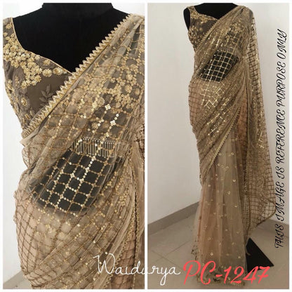 Georgette Sequinned Net Saree